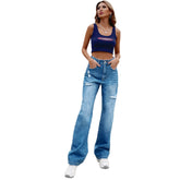 Pantalon en jean ample taille haute déchiré